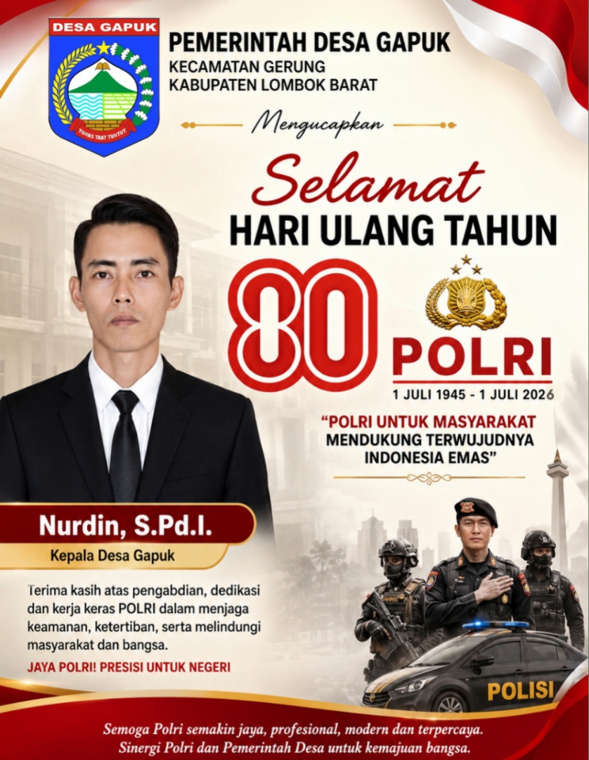 Kepala Desa Gapuk, Nurdin, S.Pd.I., Ucapkan Selamat Hari Bhayangkara ke-80, Apresiasi Dedikasi Polri untuk Masyarakat