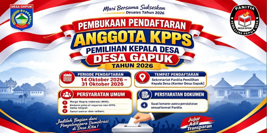 Resmi Dibuka! Pendaftaran Anggota KPPS Pilkades Gapuk 2026, Catat Jadwal dan Persyaratannya